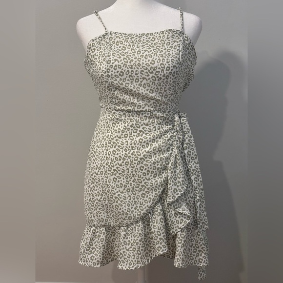 Altar'd State Dresses & Skirts - Altar'd State Green and White Leopard Print Mini Dress